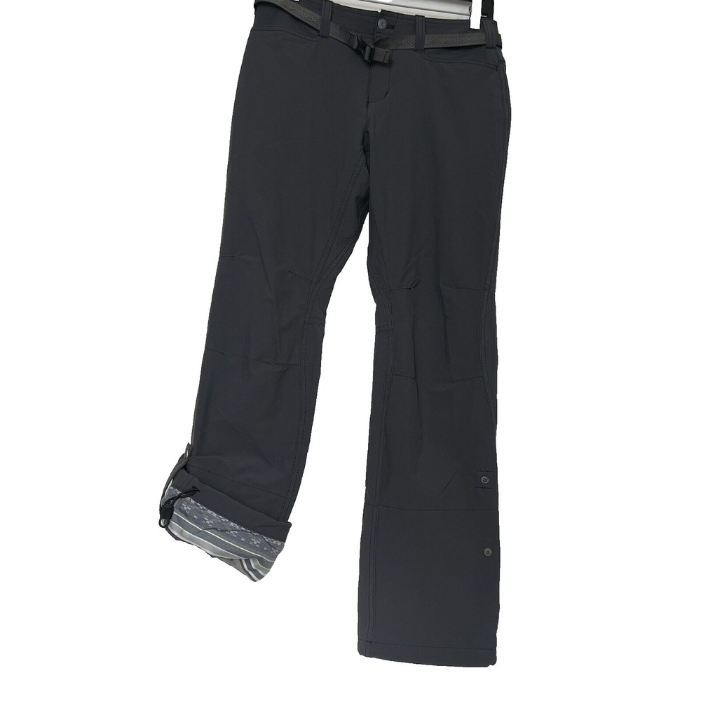 Phenix Outdoor Hiking Pants Charcoal Gray Webbed Belt Articulated Knee Womens